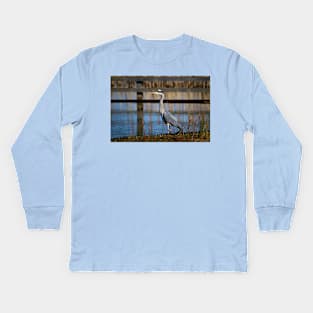 Grey Heron Kids Long Sleeve T-Shirt